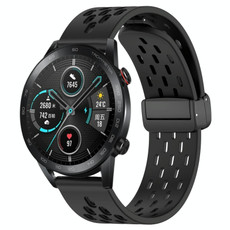 For Honor MagicWatch2 42mm 20mm Folding Magnetic Clasp Silicone Watch Band(Black) For Honor MagicWatch2 42mm 20mm Folding Magnetic Clasp Silicone Watch Band(Black)