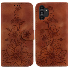 For Samsung Galaxy A13 4G Lily Embossed Leather Phone Case(Brown)