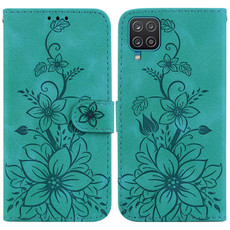 For Samsung Galaxy A22 4G Lily Embossed Leather Phone Case(Green) For Samsung Galaxy A22 4G Lily Embossed Leather Phone Case(Green)