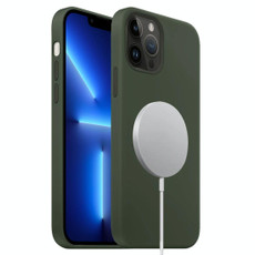 For iPhone 13 Pro MagSafe Liquid Silicone Full Coverage Phone Case(Deep Green)