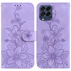 For Samsung Galaxy M53 5G Lily Embossed Leather Phone Case(Purple)