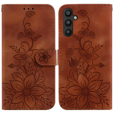 For Samsung Galaxy A34 5G Lily Embossed Leather Phone Case(Brown) For Samsung Galaxy A34 5G Lily Embossed Leather Phone Case(Brown)
