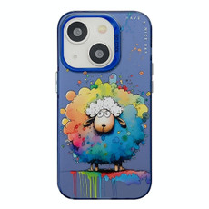 For iPhone 15 Animal Pattern Oil Painting Series PC + TPU Phone Case(Sheep)