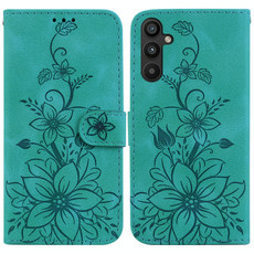 For Samsung Galaxy A34 5G Lily Embossed Leather Phone Case(Green) For Samsung Galaxy A34 5G Lily Embossed Leather Phone Case(Green)