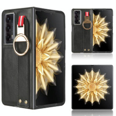 For Honor Magic V2 Wristband Leather Back Phone Case(Black)