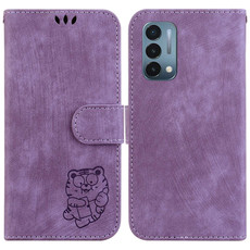 For OnePlus Nord N200 5G Little Tiger Embossed Leather Phone Case(Purple)
