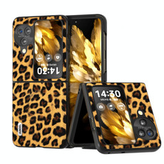 For OPPO Find N3 Flip ABEEL Black Edge Leopard Phone Case(Golden Leopard)