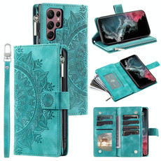 For Samsung Galaxy S22 Ultra 5G Multi-Card Totem Zipper Leather Phone Case(Green) For Samsung Galaxy S22 Ultra 5G Multi-Card Totem Zipper Leather Phone Case(Green)