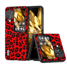 For OPPO Find N3 Flip ABEEL Black Edge Leopard Phone Case(Red Leopard)