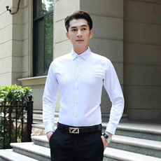 Long-Sleeved Non-Iron Anti-Wrinkle Slim-Fit Men Long-Sleeved Shirt, Size: XXXXXL(White)