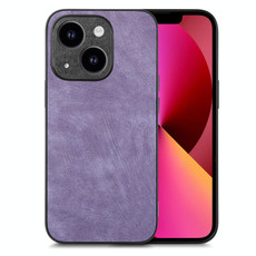 For iPhone 13 Vintage Leather PC Back Cover Phone Case(Purple)