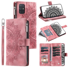 For Samsung Galaxy A71 4G Multi-Card Totem Zipper Leather Phone Case(Pink)