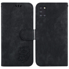 For Samsung Galaxy A31 Little Tiger Embossed Leather Phone Case(Black)