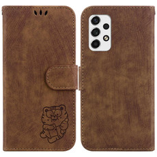 For Samsung Galaxy A72 4G / 5G Little Tiger Embossed Leather Phone Case(Brown)