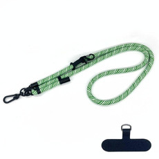 10mm Thick Rope Mobile Phone Anti-Lost Adjustable Lanyard Spacer(Green White Twill)