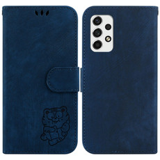 For Samsung Galaxy A23 Little Tiger Embossed Leather Phone Case(Dark Blue)