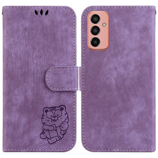 For Samsung Galaxy M13 4G Little Tiger Embossed Leather Phone Case(Purple)