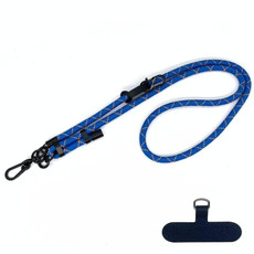 10mm Thick Rope Mobile Phone Anti-Lost Adjustable Lanyard Spacer(Blue Orange Fine Lines)