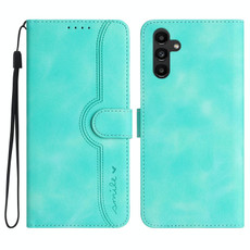 For Samsung Galaxy A25 Heart Pattern Skin Feel Leather Phone Case(Light Blue)