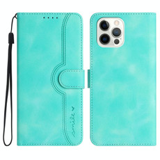 For iPhone 15 Pro Heart Pattern Skin Feel Leather Phone Case(Light Blue) For iPhone 15 Pro Heart Pattern Skin Feel Leather Phone Case(Light Blue)