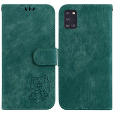 For Samsung Galaxy A31 Little Tiger Embossed Leather Phone Case(Green)