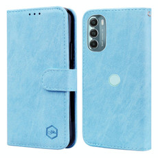 For Motorola Moto G Stylus 5G 2022 Skin Feeling Oil Leather Texture PU + TPU Phone Case(Light Blue)