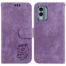 For Nokia X30 Little Tiger Embossed Leather Phone Case(Purple)