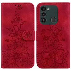 For Tecno Spark Go 2022 / Spark 8C Lily Embossed Leather Phone Case(Red)