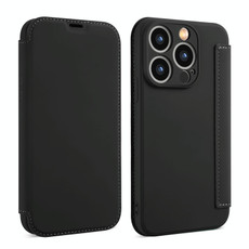 For iPhone 14 Pro Max Imitate Liquid Skin Feel Leather Phone Case with Card Slots(Black)