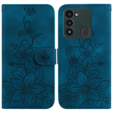 For Tecno Spark Go 2022 / Spark 8C Lily Embossed Leather Phone Case(Dark Blue)