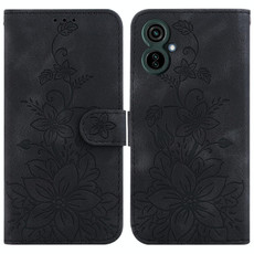 For Tecno Camon 19 Neo Lily Embossed Leather Phone Case(Black)