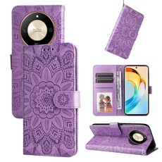For Honor X50 Embossed Sunflower Leather Phone Case(Purple) For Honor X50 Embossed Sunflower Leather Phone Case(Purple)