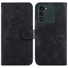 For Tecno Spark Go 2022 / Spark 8C Lily Embossed Leather Phone Case(Black)