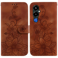 For Tecno Pova 4 Pro Lily Embossed Leather Phone Case(Brown) For Tecno Pova 4 Pro Lily Embossed Leather Phone Case(Brown)