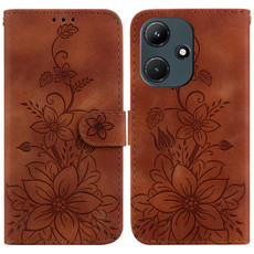 For Infinix Hot 30i / X669C Lily Embossed Leather Phone Case(Brown)