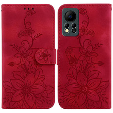 For Infinix Hot 11s NFC / X6812B Lily Embossed Leather Phone Case(Red)