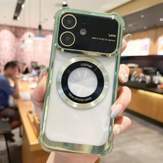 For iPhone 12 MagSafe Shockproof TPU Phone Case with Lens Film(Green) For iPhone 12 MagSafe Shockproof TPU Phone Case with Lens Film(Green)