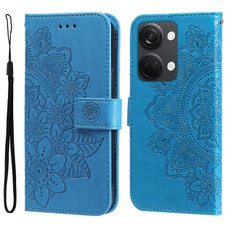 For OnePlus Nord 3/Ace 2V 7-petal Flowers Embossing Leather Phone Case(Blue) For OnePlus Nord 3/Ace 2V 7-petal Flowers Embossing Leather Phone Case(Blue)