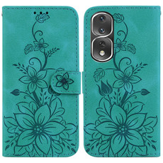 For Honor 80 Pro Lily Embossed Leather Phone Case(Green)