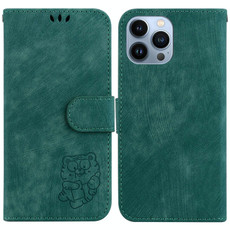 For iPhone 14 Pro Max Little Tiger Embossed Leather Phone Case(Green)