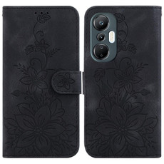 For Infinix Hot 20S Lily Embossed Leather Phone Case(Black) For Infinix Hot 20S Lily Embossed Leather Phone Case(Black)