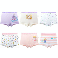 6pcs/set Children High Elastic Cartoon Printed Cotton Boxer Briefs, Size: L(T-6615 Girls)
