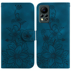 For Infinix Hot 11s NFC / X6812B Lily Embossed Leather Phone Case(Dark Blue)