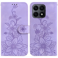 For Honor X8a Lily Embossed Leather Phone Case(Purple) For Honor X8a Lily Embossed Leather Phone Case(Purple)