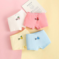 4pcs/set Children Lycra Cotton Boxer Briefs Boys & Girls Pants, Height: 100cm(Girl Fruit Series)
