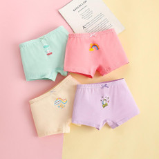 4pcs/set Children Lycra Cotton Boxer Briefs Boys & Girls Pants, Height: 120cm(Girl Clouds Series)