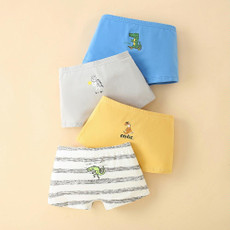 4pcs/set Children Lycra Cotton Boxer Briefs Boys & Girls Pants, Height: 160cm(Boy Dinosaur Series)