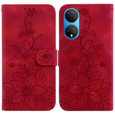 For Honor X7 Lily Embossed Leather Phone Case(Red)