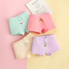 4pcs/set Children Lycra Cotton Boxer Briefs Boys & Girls Pants, Height: 160cm(Girl Clouds Series)