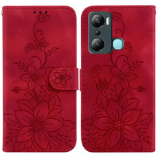 For Infinix Hot 20i Lily Embossed Leather Phone Case(Red)